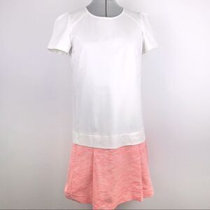 Comptoir Des Cotonniers Cream Drop Waist Dress with Neon Tweed Skirt